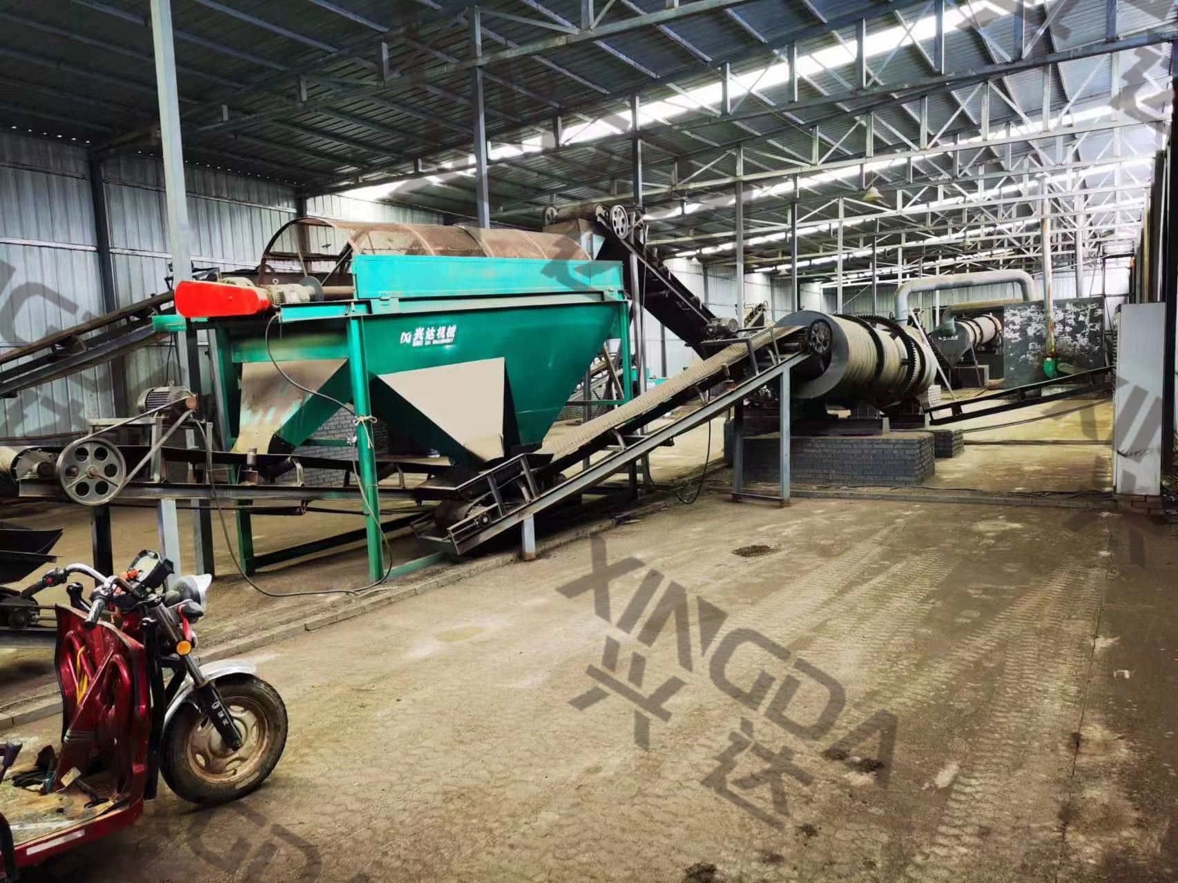 湖北武汉客户年产5万吨颗粒有机肥生产线带料试机现场